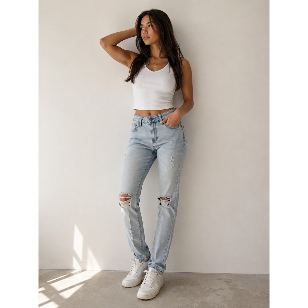 Ci Sono Women Skinny Jeans Size 5 Light Blue Distressed Denim Y2K Streetwear